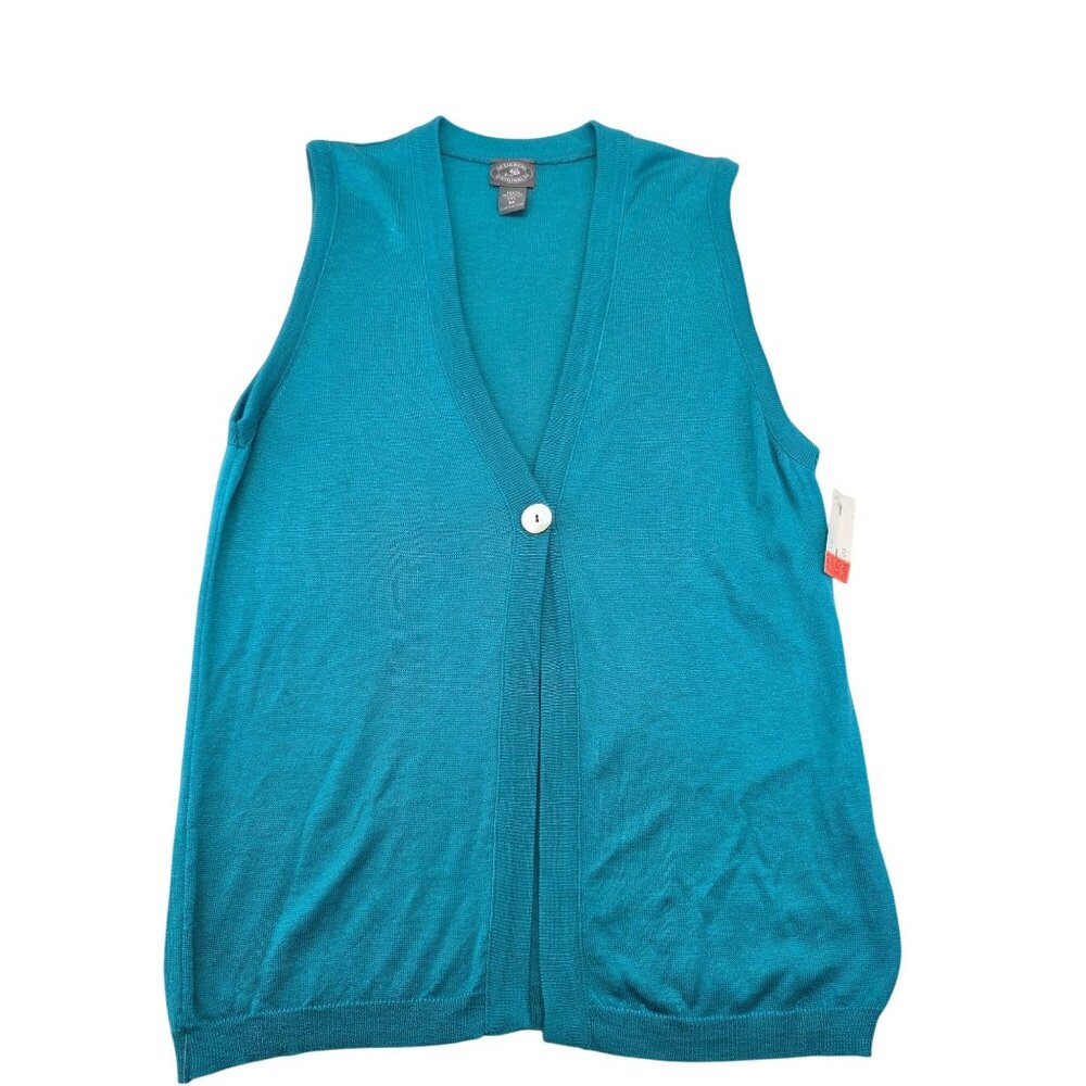Vintage Designers Originals Sleeveless Cardigan M Jade Deadstock Cottage Country